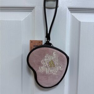 NWT Juicy Couture Pink Heart Zip Around in Dusty Blush/Chocolate